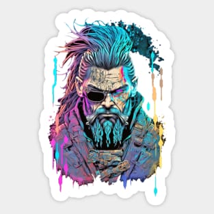 Neon Cyberpunk Viking - V1.02 Sticker